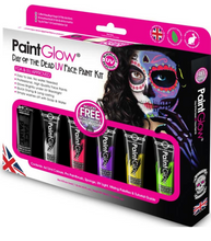 Load image into Gallery viewer, Paint Glow Day of the dead Neon  UV face paint kit