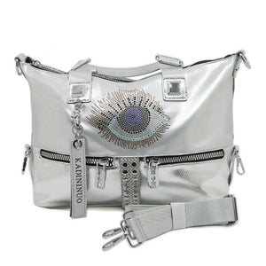 Glamorous Metallic Hobo Bag with Eye design