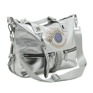 Glamorous Metallic Hobo Bag with Eye design