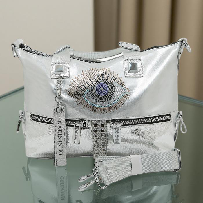 Glamorous Metallic Hobo Bag with Eye design